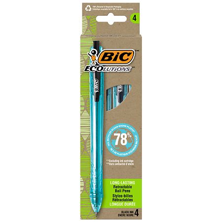 BIC ReVolution Ocean-Bound Ball Pens, Made from 78% Recycled Plastic Medium Point Black