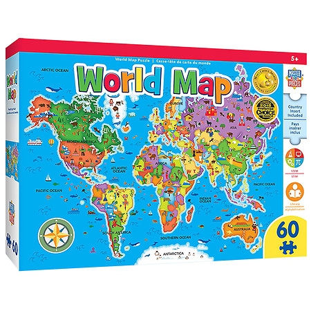 Masterpieces Puzzles Educational World Map 60 Piece Puzzle