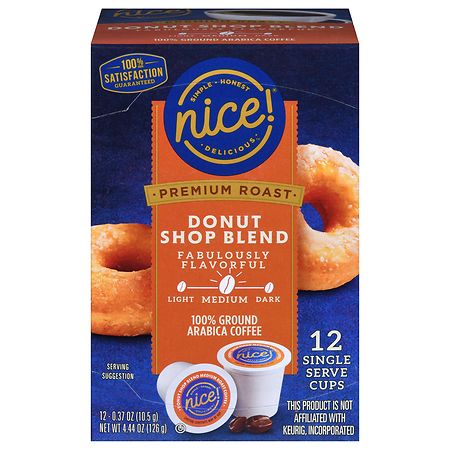 Nice! Premium Roast Donut Shop Blend Coffee Single Serve Cups