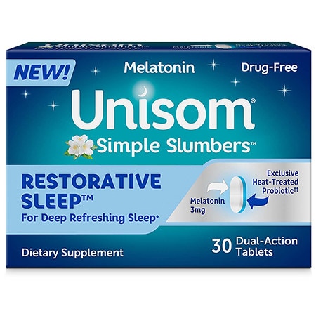 Unisom Simple Slumbers Restorative Sleep Supplement Tablets, Melatonin 3 mg