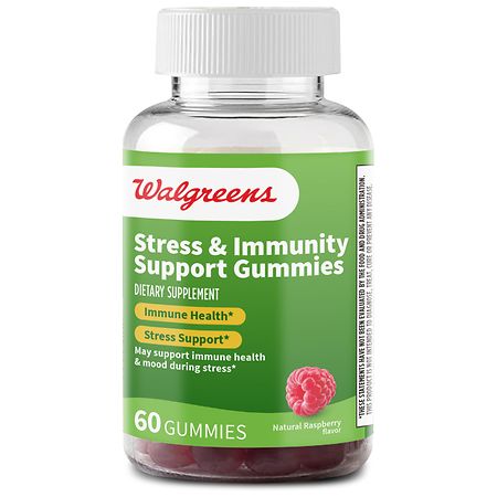 Walgreens Stress & Immunity Support Gummies Natural Raspberry