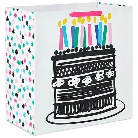 Hallmark Extra-Deep Gift Bag, Illustrated Cake With Candles