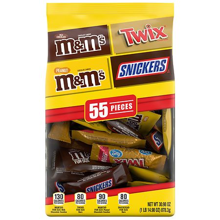Mars Snickers, Twix, M&M¿s & M&M¿s Peanut Fun Size Chocolate Candy Bars Variety Bag