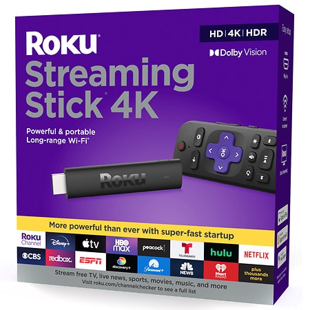 Roku Streaming Stick 4K Streaming Device 4K/ HDR/ Dolby Vision with Roku Voice Remote