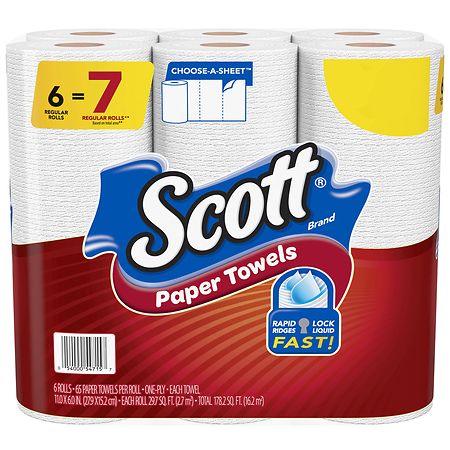 Scott Paper Towels, Choose-A-Sheet, Regular Rolls
