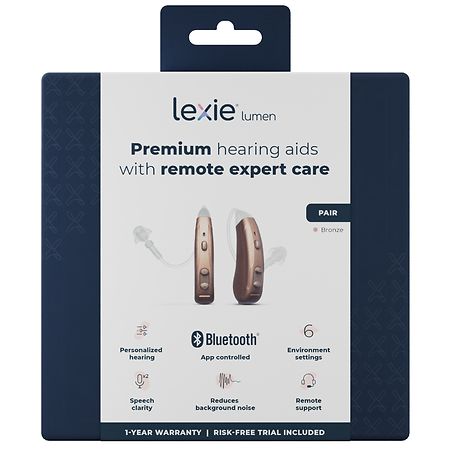Lexie Hearing Lumen Self-fitting, Over-the-counter, Behind-the-ear, Digital Hearing Aids Bronze