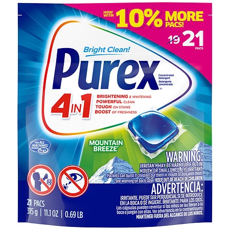 Purex 4-in-1 Laundry Detergent Pacs, Mountain Breeze