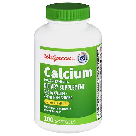 Walgreens Calcium 1200 mg Plus Vitamin D3 25 mcg Softgels