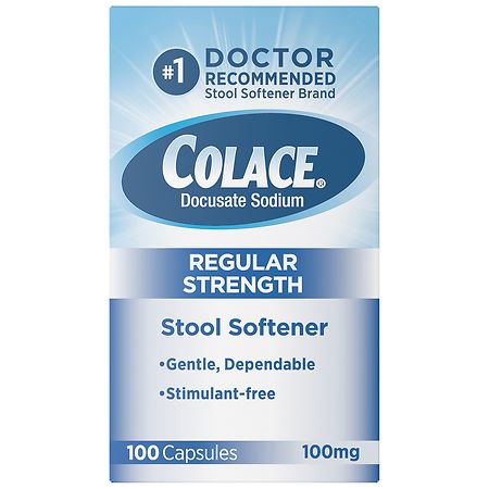 Colace Regular Strength Stool Softener, Docusate Sodium, 100 mg Capsules
