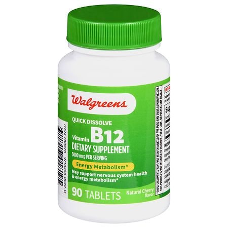 Walgreens Quick Dissolve Vitamin B12 5000 mcg Tablets Natural Cherry