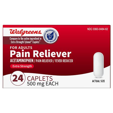 Walgreens Extra Strength Acetaminophen Caplets, 500 mg