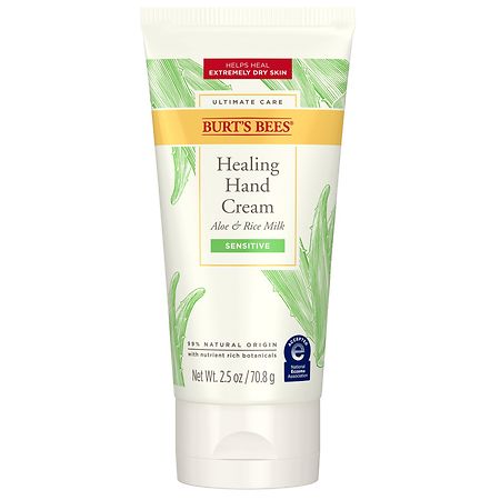 Burt's Bees Ultimate Care Healing Hand Cream with Aloe and Rice Milk for Sensitive Skin