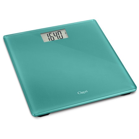 Ozeri Precision Bath Scale with Pet Tare and Step-on Activation Teal Blue