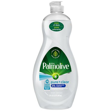 Palmolive Dishwashing Liquid Dish Soap, Pure + Clear Fragrance Free, 20