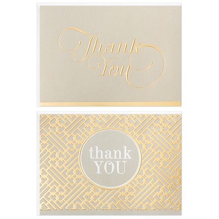 Hallmark Blank Thank-You Notes (Gray and Gold)