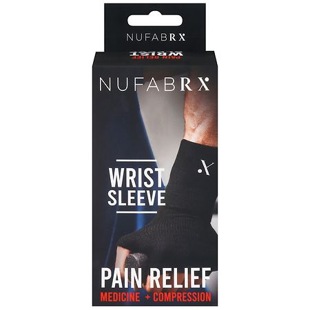 Nufabrx Pain Relief Medicine + Compression Pain Relief Wrist Sleeve Black