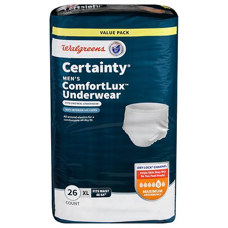 Walgreens Certainty Men's ComfortLux Underwear Maximum Absorbency XL (26 ct) Grey