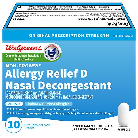 Walgreens Allergy Relief D Nasal Decongestant Extended-Release Tablets