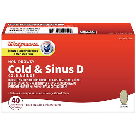 Walgreens Non-Drowsy Cold & Sinus D Liquid-Filled Capsules