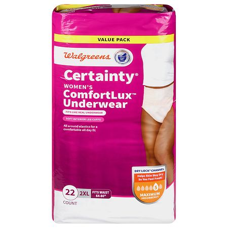 Walgreens Certainty Women's ComfortLux Underwear Maximum Absorbency 2XL Blush