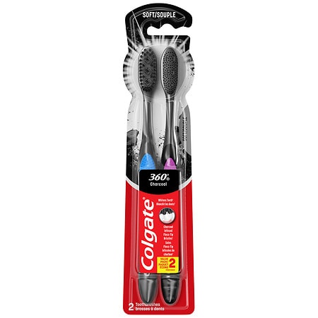 Colgate 360 Charcoal Toothbrush, Adult Soft Toothbrushes