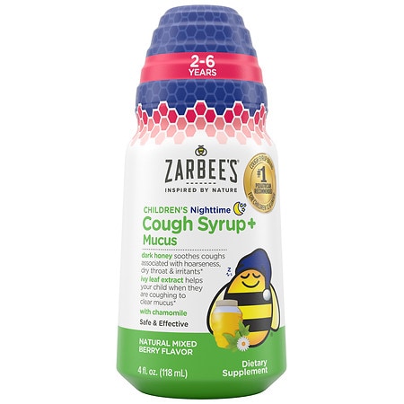 Zarbee's Children's Nighttime Cough Syrup + Mucus, Natural Mixed Berry Flavor