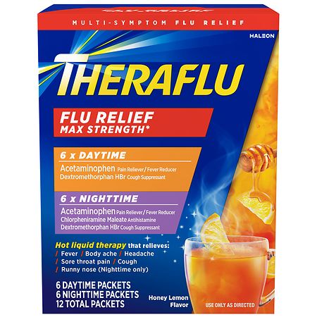 TheraFlu Max Strength Daytime and Nighttime Flu Medicine Honey Lemon