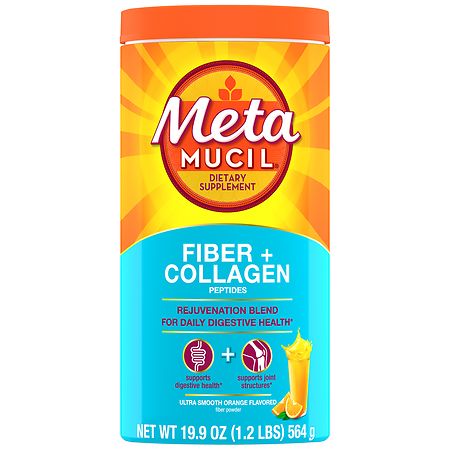 Metamucil Daily Fiber + Collagen, Plant Based Fiber Orange