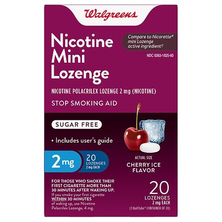 Walgreens Mini Nicotine Polacrilex Lozenge, 2 mg Cherry Ice