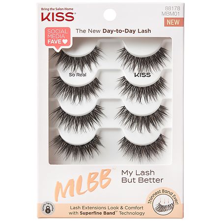 Kiss Lash Couture Fake Eyelashes Multipack, So Real Black