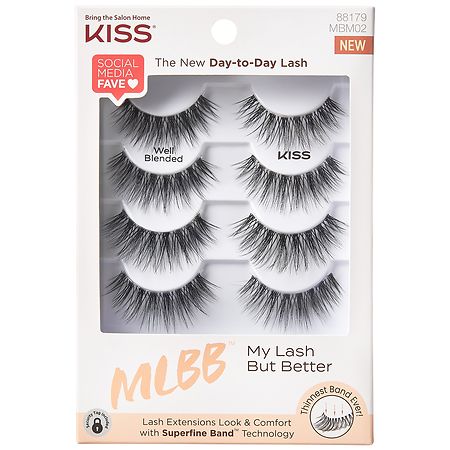 Kiss Lash Couture Fake Eyelashes Multipack, Well Blended Black