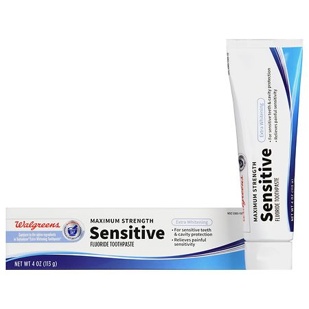 Walgreens Maximum Strength Sensitive Fluoride Toothpaste Extra Whitening
