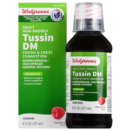 Walgreens Tussin DM Cough & Chest Congestion Liquid Raspberry