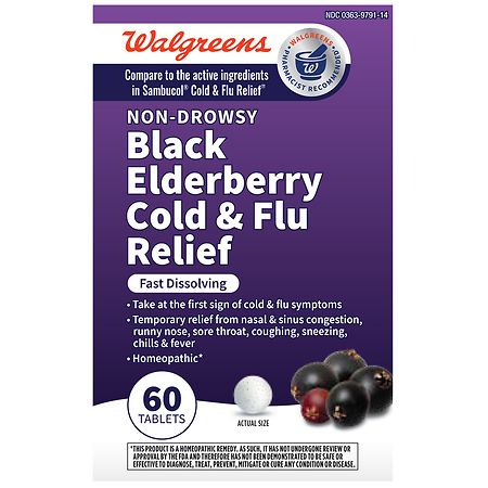 Walgreens Non-Drowsy Black Elderberry Cold & Flu Relief Tablets