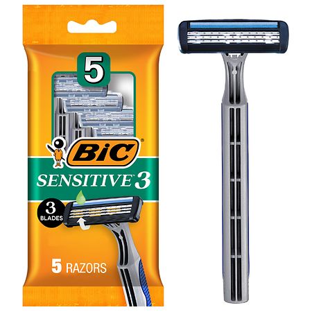 BIC Sensitive 3 Disposable Razors for Men With 3 Blades for Sensitive Skin