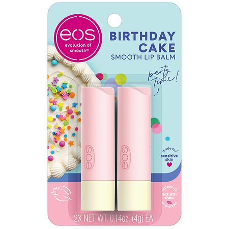 eos Natural Shea Lip Balm Sticks Birthday Cake