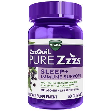 PURE Zzzs Sleep + Immune Support Melatonin Sleep Aid Gummies with Elderberry, Zinc