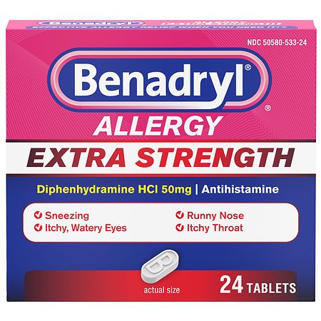 Benadryl Extra Strength Antihistamine Allergy Relief Tablets