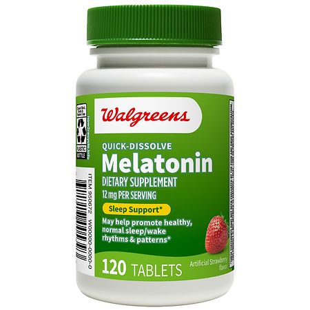 Walgreens Quick-Dissolve Melatonin 12 mg Tablets Strawberry