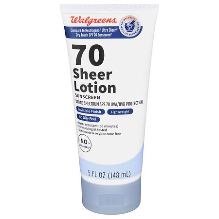 Walgreens Sheer Lotion Sunscreen SPF 70