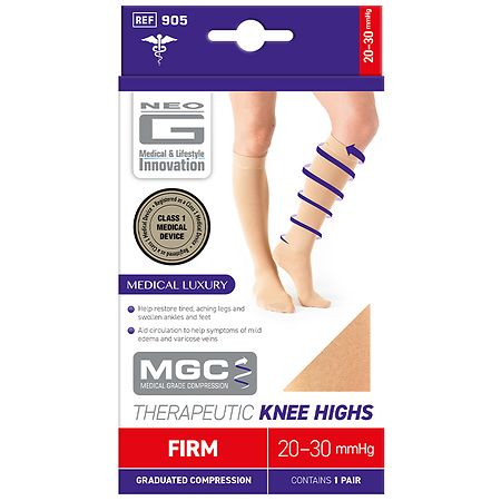 Neo G Compression 20-30 mmHg Knee Highs Therapeutic Sock Beige