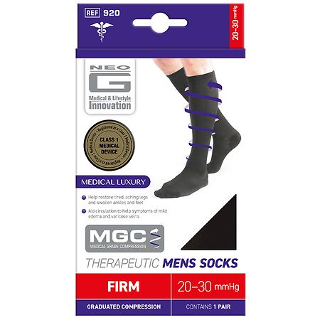 Neo G Compression 20-30 mmHg Knee Highs Therapeutic Men's Socks Black