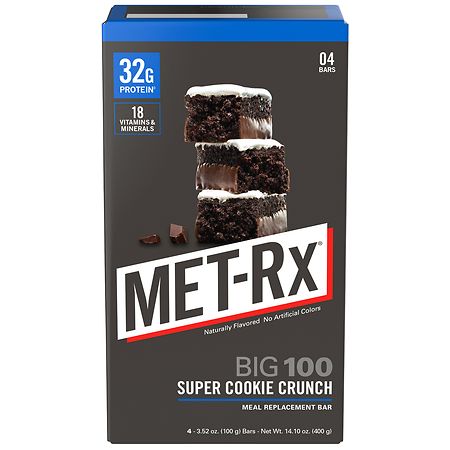 Met-Rx Big 100 Super Cookie Crunch, 3.5oz 4 Pack