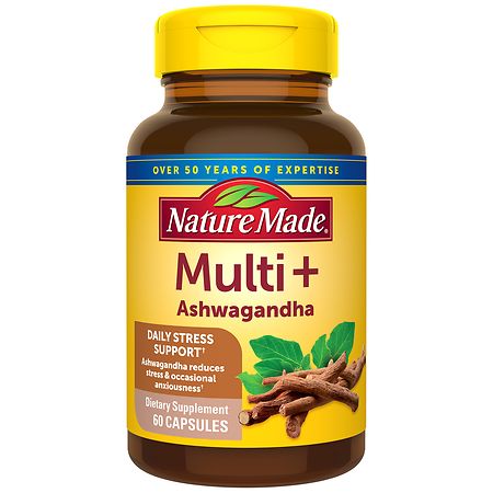 Nature Made Multi + Ashwagandha Capsules Multivitamin for Women and Men 60