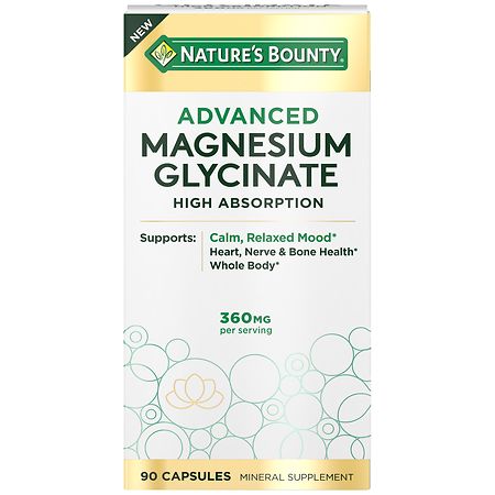 Nature's Bounty Advanced Magnesium Glycinate 360 mg Muscle & Bone Support Capsules