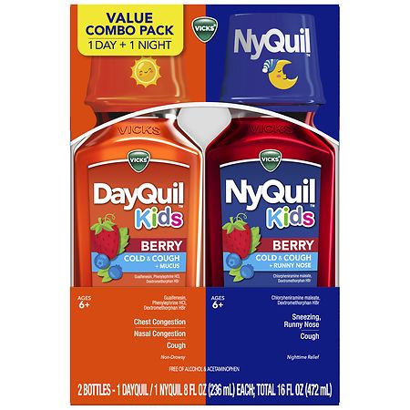 Vicks Dayquil Nyquil Kids Cold & Cough Medicine Combo Pack Berry