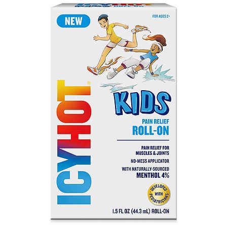 Icy Hot Kids No-Mess Pain Relief Roll-On Liquid With Menthol 4% Clear