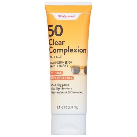 Walgreens Clear Complexion Sunscreen SPF 50