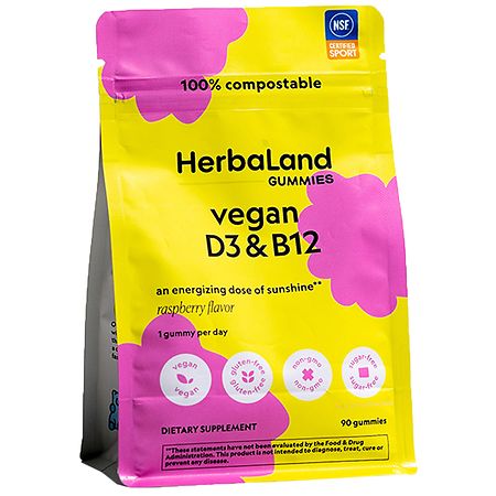 Herbaland Vegan D3 & B12 Gummies Raspberry