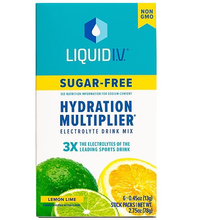 Liquid I.V. Hydration Multiplier - Sugar Free Electrolyte Drink Mix Lemon Lime, 6ct